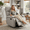 Beige, variant on Genuine Leather Swivel Glider Recliner, Wall Hugger Rocking Chair for Living Room, Brown