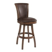 Armen Living Raleigh 30" Bar Height Swivel Wood Bar Stool in Chestnut Finish and Kahlua Pu by Armen Living