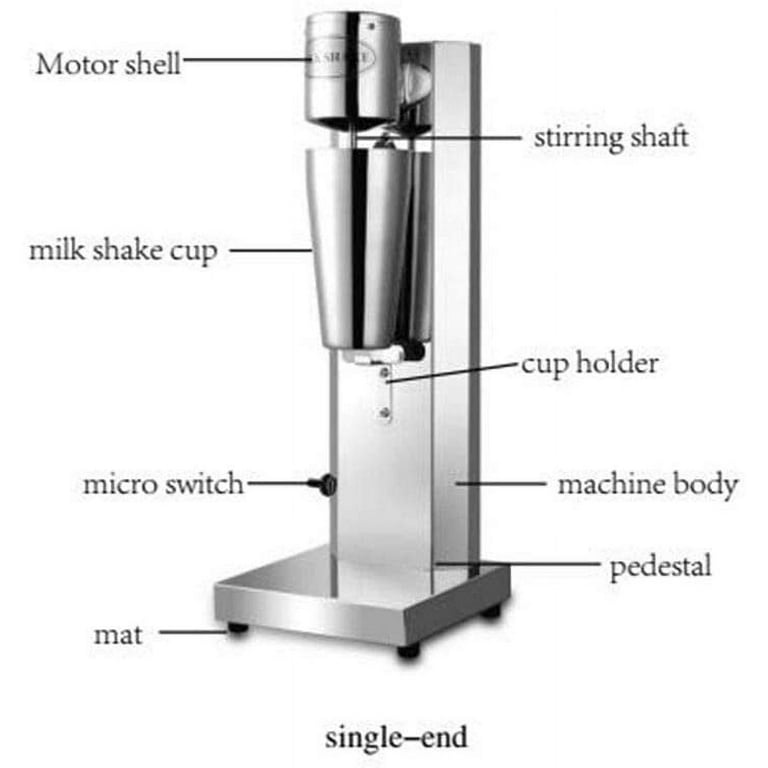 Anqidi Single Head Electric Milk Shaker Stainless Steel Drink Mixer Shake Machine Milk Ice Cream Blender 110V, Size: As Shown, Silver