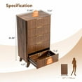thumbnail image 5 of Ktaxon Fluted Tall 5 Drawer Dresser Solid Wood Chest of Drawers with Soft Close Slides Storage Cabinet for Bedroom Living Room Entryway Walnut, 5 of 9