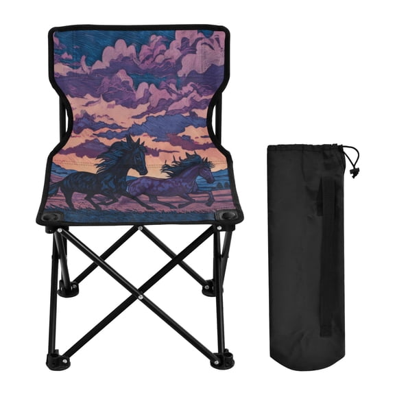 600D Oxford Camping Chair Portable Foldable Chair Supports 220 lbs for Picnic, Fishing, Backpacking Wild Horses Running