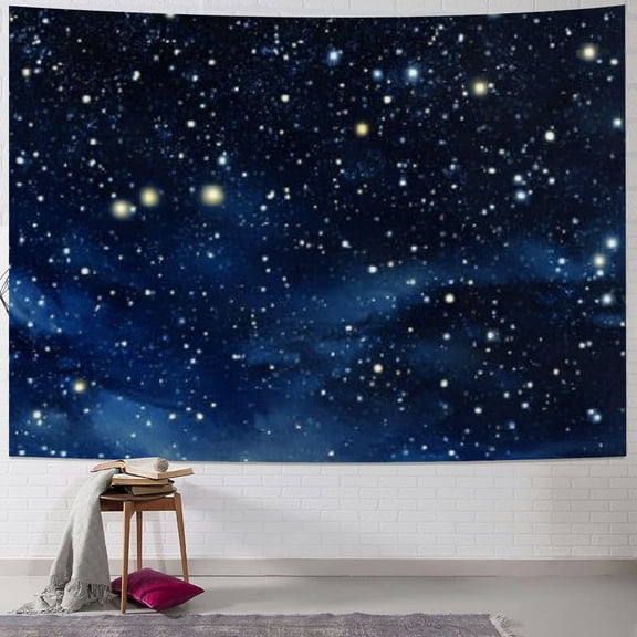 BCIIG Night Sky Stars Tapestry Wall Hanging Dark Blue Galaxy Space Cosmic Starry Fantasy Universe Texture Outer Shining Star Kid Adults Artwork for Bedroom Living Room Dorm Decor Fabric 40x30inch