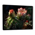 thumbnail image 2 of Designart "Green Red Cactus landscape" Floral Floater Framed Wall Art Living Room, 2 of 7