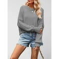 thumbnail image 6 of Women'S Sweater Fall Crew Neck Batwing Sleeve Pullover Sweaters Gray S, 6 of 7