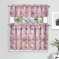 thumbnail image 2 of Kitchen Curtains and Valance Set 36 Inch Tier Pioneer Colorful Floral 3 Pieces Set Dining Room Small Curtain Drapes Cafe Curtains Valance for Home Decor Rod Pocket, 2 of 6