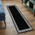 thumbnail image 4 of Black Geometric Large Area Rugs for Bedroom Living Room, Soft Non Slip Carpet Bedside Rug, Country Farm Traditional Chinese Tile Rectangular Floor Cover Kitchen Accent Rug 2'x6' for Office, 4 of 9