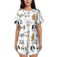 thumbnail image 1 of Fotbe Puppy Conjunto de Pijama Estampado para Mujer, 2 Piezas, Ropa de Dormir con Camiseta de Manga Corta y Shorts Suaves-Medium, 1 of 6