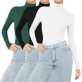 thumbnail image 3 of Comdrip Undershirts for Women, 3 Pack Womens Tops Mock Neck Soft Long Sleeve Shirts Fall Clothes Casual Shirts Basic Tee Basics Tops Green 3XL, 3 of 5