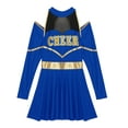 thumbnail image 5 of Sxiwei Womens Youthful Schoolgirl Costume Cold Shoulders Halloween Party Complete Cheerleading Royal Blue XL, 5 of 7