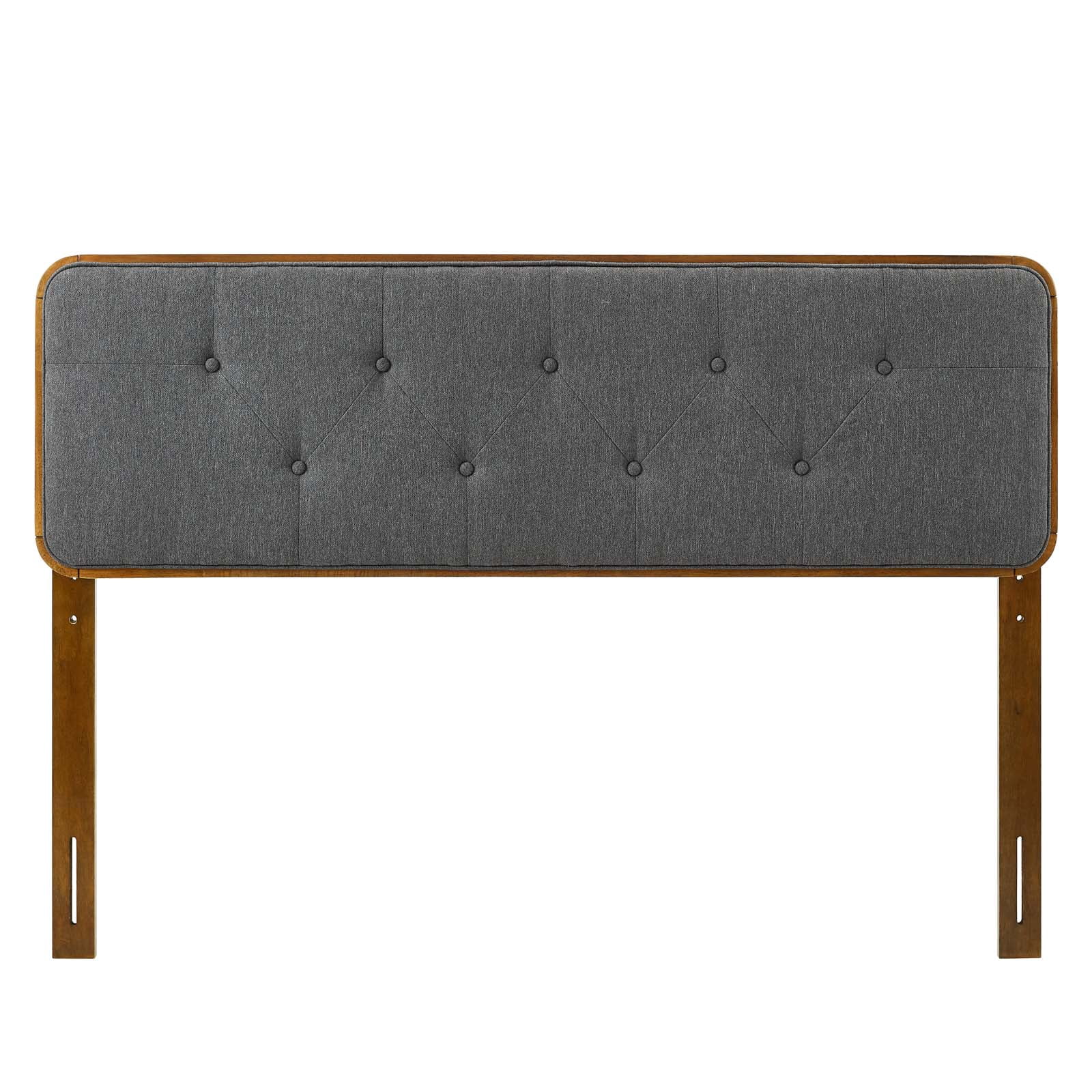 Tufted Headboard, Twin Size, Wood, Fabric, Brown Walnut Grey Gray, Modern Contemporary Urban Design, Bedroom Master Guest Suite