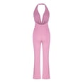 thumbnail image 4 of qILAKOG Women Casual Sleeveless Jumpsuits Loose Wide Leg Pant Romper Women's Solid Color Sexy Sleeveless Neck Hanging Pocket Loose Bodysuit Pink XXXL, 4 of 5
