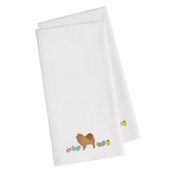 Chow Chow Easter White Embroidered Towel Set of 2