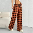 thumbnail image 4 of Miluxas Women's Soft Casual Pants Elastic Waist Comfy Lounge Pajama Pants with Pockets Orange S(S), 4 of 8