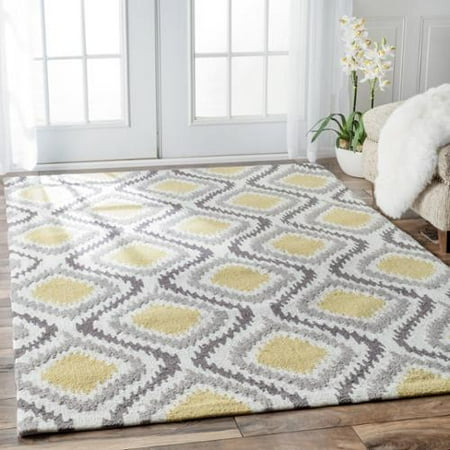 Nuloom Handmade Modern Ikat Trellis Sunflower Yellow Rug 4 X 6 Nuloom Handmade Modern Ikat Trellis Sunflower Yellow Rug 4