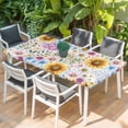 thumbnail image 2 of Sunflower Table Cloths for 6 Foot Rectangle Tables, Colorful Flowers Summer Botanical Watercolor Patio Waterproof Elastic Fitted Tablecloths, Washable Rectangular Table Cover for Camping, 2 of 8