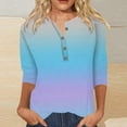 thumbnail image 2 of Womens Colorful Shirt Womens Cotton Tshirts,3/4 Length Sleeve Womens V-Neck Tops Casual Crewneck Plain T Shirts Three Quarter Sleeve Tunic Tops Trendy Loose Blouses(Size:S), 2 of 4