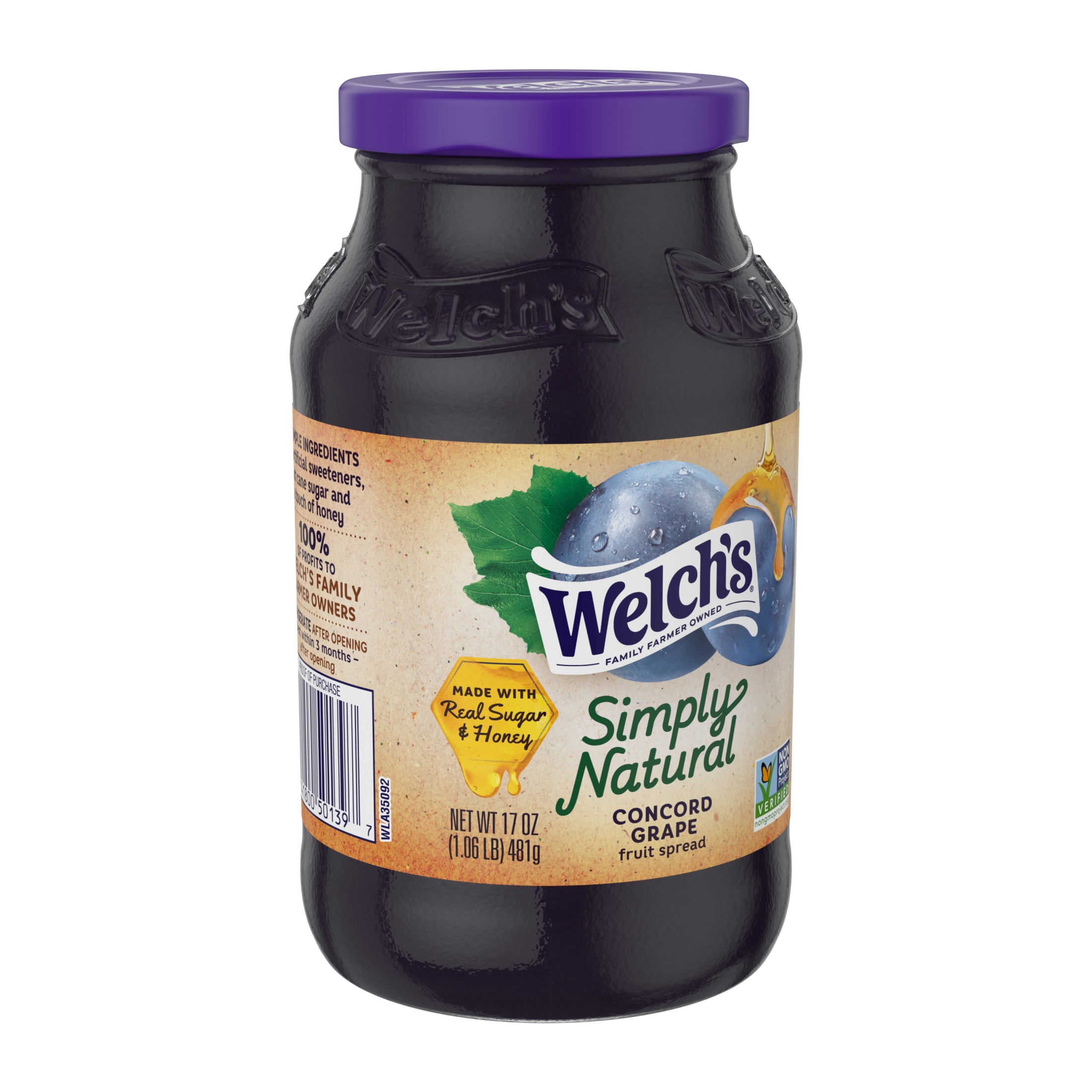 Welch's Simply Natural Concord Grape Spread, 17 oz Jar