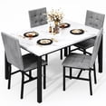 thumbnail image 2 of MIERES 4-Person Dining Table Set for 4, 5 Pieces Faux Marble Kitchen Table and Chairs Set, Rectangle Dining Table with 4 Tufted Velvet Dining Chairs, Modern Dinette Set for Breakfast Nook, Gray, 2 of 8