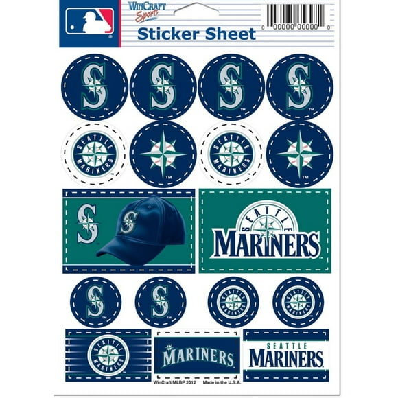 Hoja De Pegatinas De Vinilo Wincraft Mlb Seattle Mariners De 5.0 X 7.0 In.