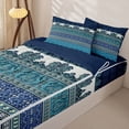 thumbnail image 3 of jejeloiu Deep Border Zipper Full Size Comforter Sets with Fitted Sheet and 2 Pillowcases For Men Women,Nautical Print Zipper Bedding Set,Navy Teal,Navy Blue Reversible,4-Piece, 3 of 7