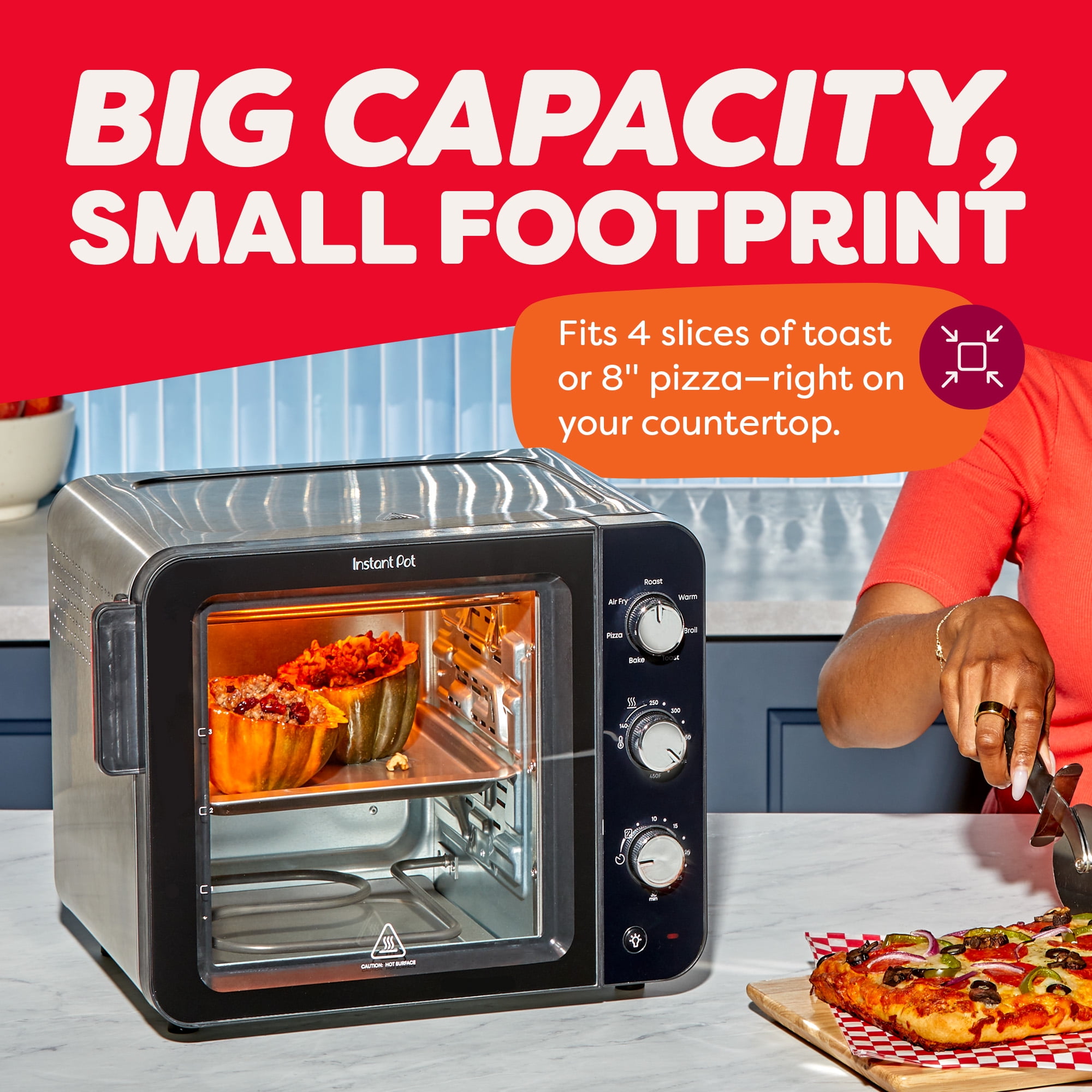 Instant Pot® InstantHeat™ 4-Slice Air Fryer Toaster Oven in Stainless Steel, No Preheat Air Fry, Roast, Toast, Bake, Br Warm, Make Pizza