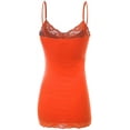 thumbnail image 3 of Bozzolo Women Junior & Plus Adjustable Spaghetti Strap Lace Trim Tunic Tank Top Camisoles, 3 of 5