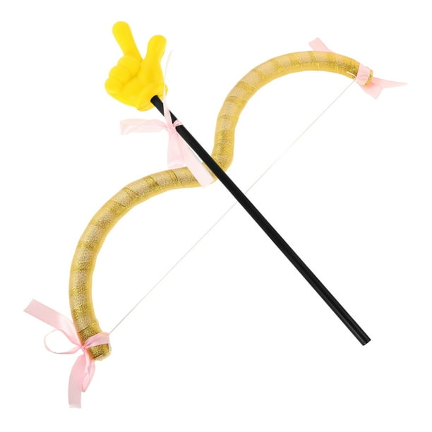 KAKOWELY Set de flecha y arco de Cupido para San Valentín, accesorio para disfraz de Cupido para niños y adultos, Halloween, San Valentín, eventos, fiestas, accesorios fotográficos amarillos.
