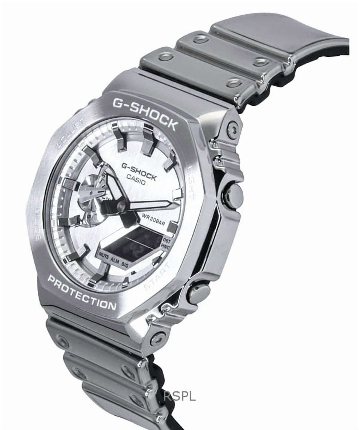 Casio G-Shock G-Steel Fine Metallic Tough Silicone Strap Grey Dial Quartz GM-2100YM-8A 200M Men's Watch
