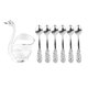 thumbnail image 1 of Soporte para cuchara de café Elegante en forma de cisne Aleación Espejo Polaco Detalles ricos Soporte para agitadores de café para fiesta Café Oficina Soporte blanco plateado con cuchara, 1 of 5