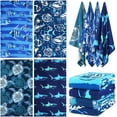 thumbnail image 1 of 4 Pack Oversized Beach Towel Microfiber Towels Stuff Sand Free Extral Large XL Quick Dry Sandless Lightweight Camp Big Cool Pool Blanket Sandproof Lounge Cover Adults Kids Travel Mat Tropical Blue, 1 of 7