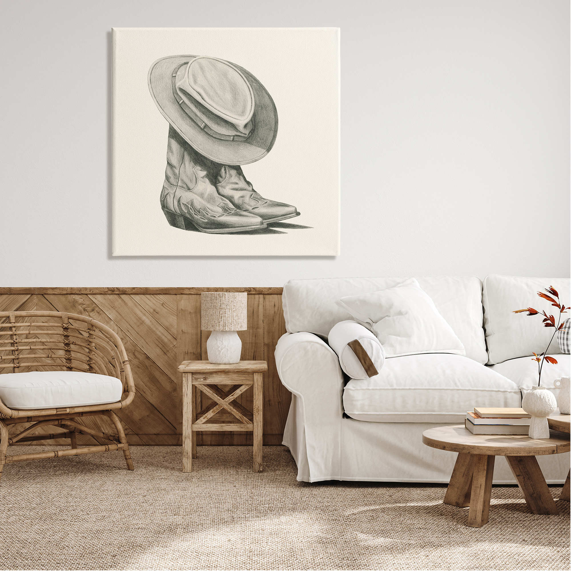 Stupell Industries Rodeo Boots Drawing Beauty & Fashion Drawing Gallery Wrapped Canvas Print Wall Art, 36 x 36