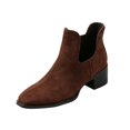 thumbnail image 2 of EKVAHL Women's Slip‑On Chelsea Ankle Boots, Low Heel Dress Booties, Casual Work Boots for Business Daily Brown, 2 of 5