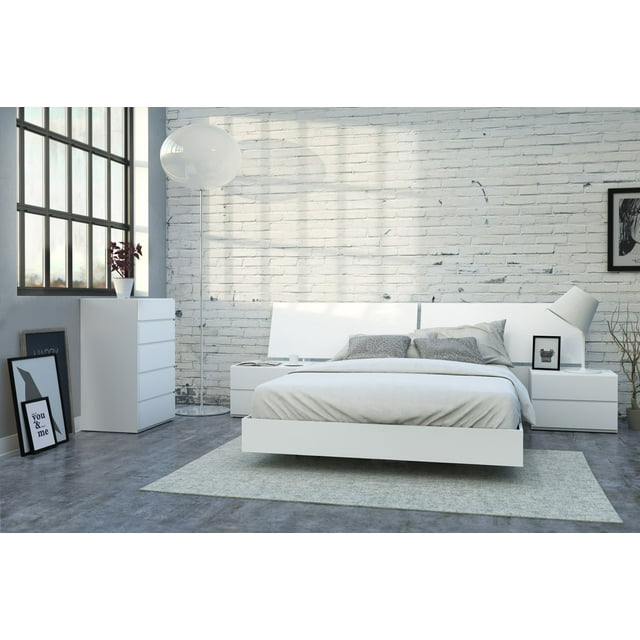 Nexera 5-Piece Bedroom Set With Bed Frame, White, Queen