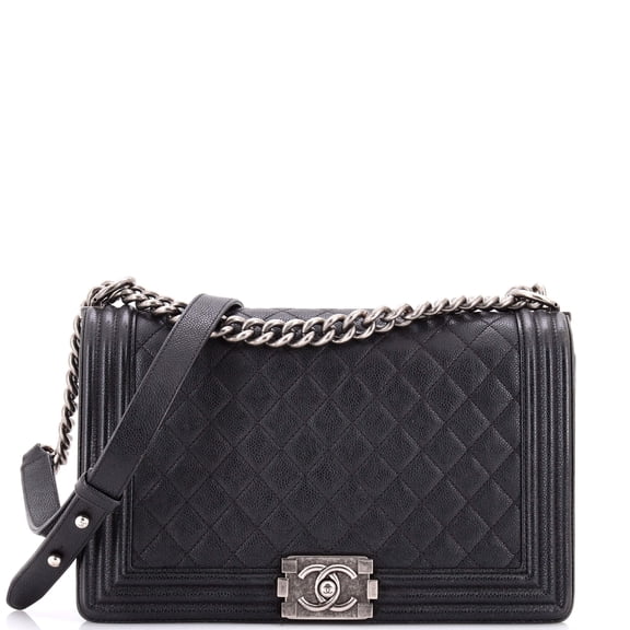 Pre-Owned Boy Flap Bag Quilted Caviar New Medium By Rebag