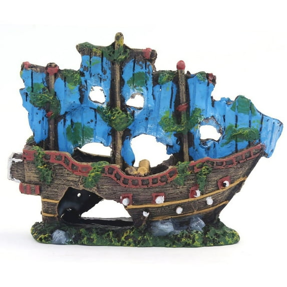 Aquarium Shipwreck Decorations, Vintage Resin Fadeless Wreck Boat Fish Tank Ornament Eco-Friendly for Home Fish Tank Aquarium Environments Accessories