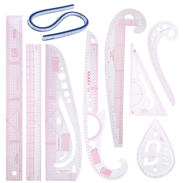 Wdftyju Regla de corte de muestra de ropa multifunción, 9 Uds., reglas métricas de Yardstick Wdftyju 1se9tw9ze6vj2zm3