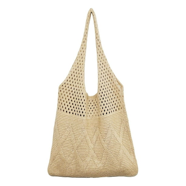 Bolso Hombro Tejido para Mujer Bolsos Compras Gran Capacidad (caqui)