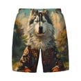 thumbnail image 4 of Lsque Mens Swim Trunks Forest Maple Leaf Husky Pattern - Bathing Suit Compression Liner - Beach Swim Shorts Swimwear - (S-3XL) - Stretch Quick Dry -XX-Large, 4 of 9