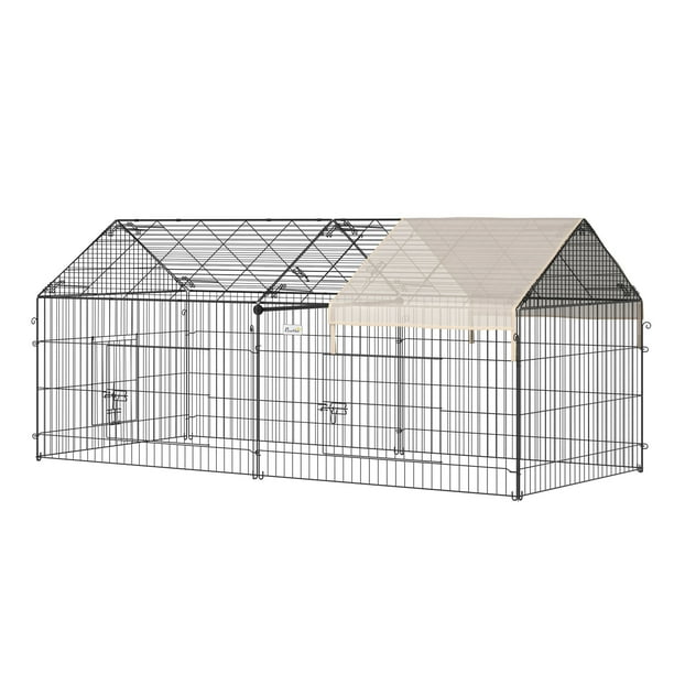Pawhut Metal Pet Enclosure Small Animal Playpen Run, Black & White, 87 Pawhut Metal Pet Enclosure Small Animal Playpen Run, Black & White, 87