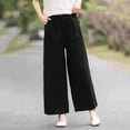 thumbnail image 2 of Admvng Women's Plus Size Pants with Pockets Solid Wide Leg Elastic Waist Casual Full Length Pants, 2 of 7