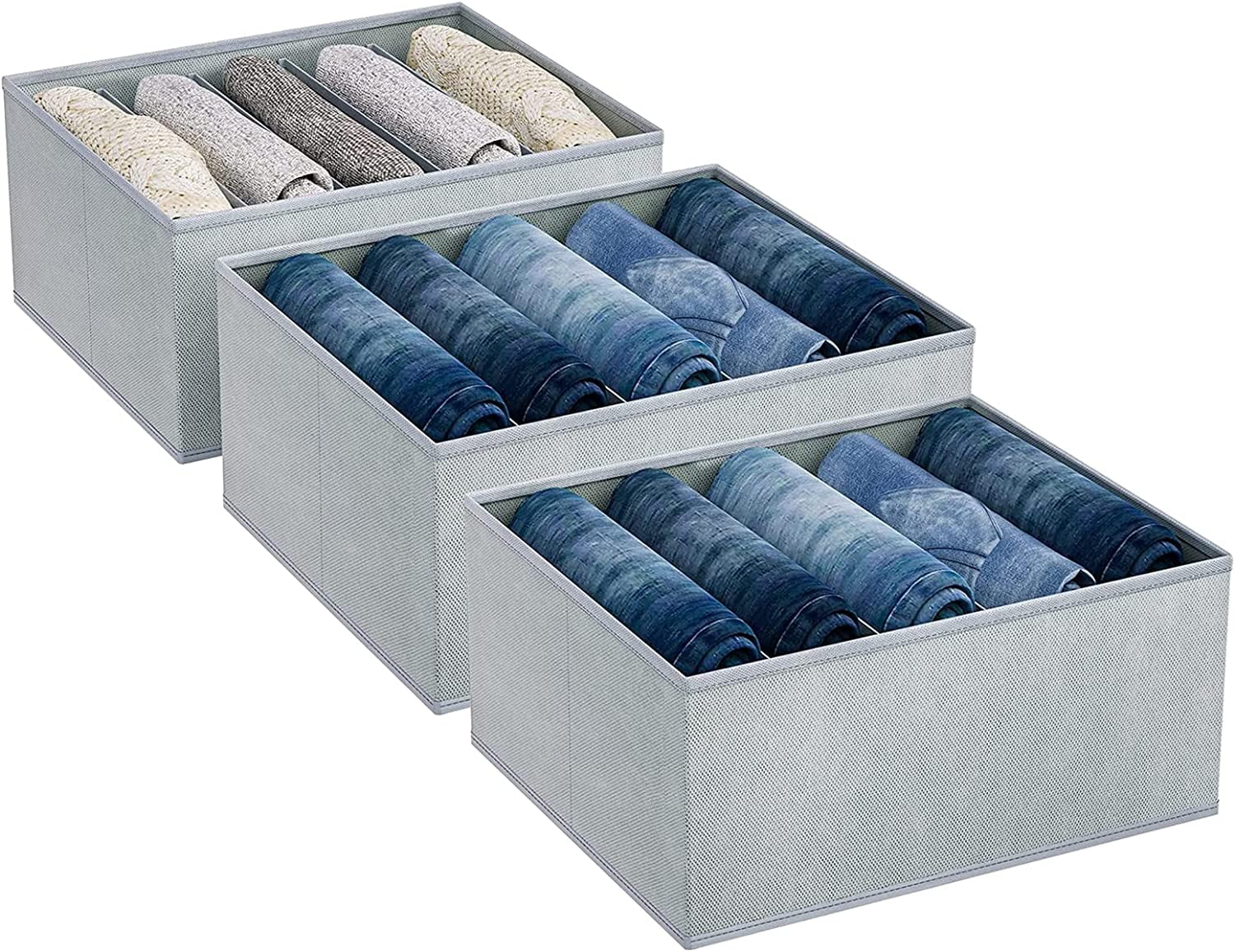 DIMJ Jeans Organizer for Closet, 3 Packs Wardrobe Clothes Organizer for