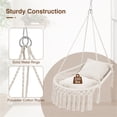 thumbnail image 4 of Hendoct Boho Macrame Hanging Swing Chair with 2 Cushions, Cotton Hammock Chair, 330lbs Capacity, 2 Hanging Methods for Indoor Outdoor Patio (Beige), 4 of 10