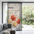 thumbnail image 3 of Retro Floral Window Privacy Film, Red Yellow Tulips Barm Doors Farmhouse Wooden Static Cling UV Sun Blocking Heat Control Window Tint Day and Night, Non-Adhesive One Way Privacy Cover 35.4''x78.7'', 3 of 7