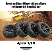 4pcs Front and Rear Tire with Wheel Rim for 1/10 HSP HPI Tamiya Carson Redcat ZD Racing Off-Road Car