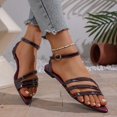thumbnail image 6 of Xdegoge Womens Sandals Open Toe Pointed Flats Multi Patent Straps Ankle Buckle Sandals Summer Dressy Gladiator Wedding Party Shoes, 6 of 9
