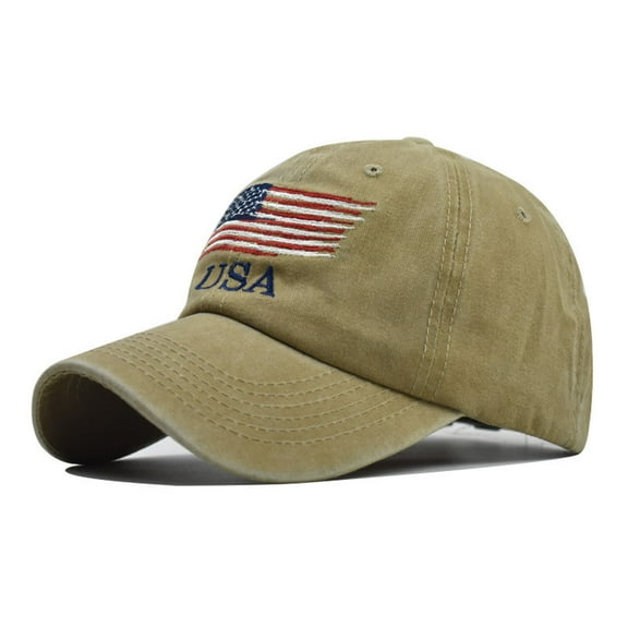 Fridja USA Flag Cap, Men's And Women's Independence Day Flag Letter Print Retro Street Baseball Cap Hat for 4th of July Memorial Day