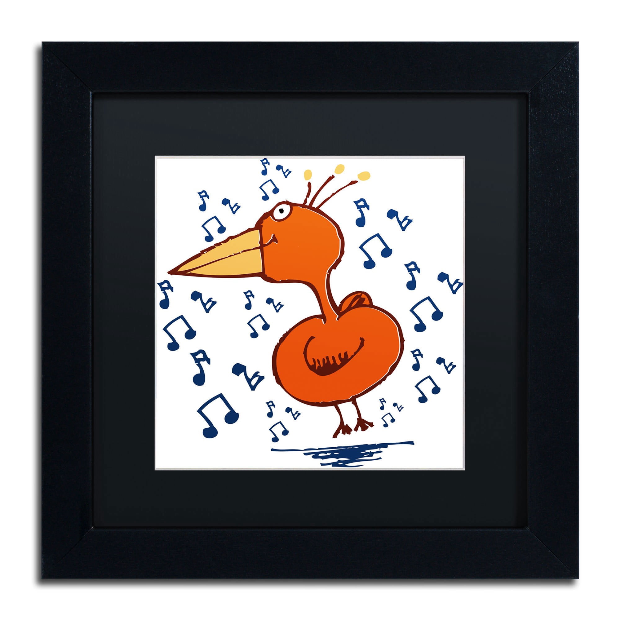 Carla Martell 'Music Bird' Black Matted Framed Art