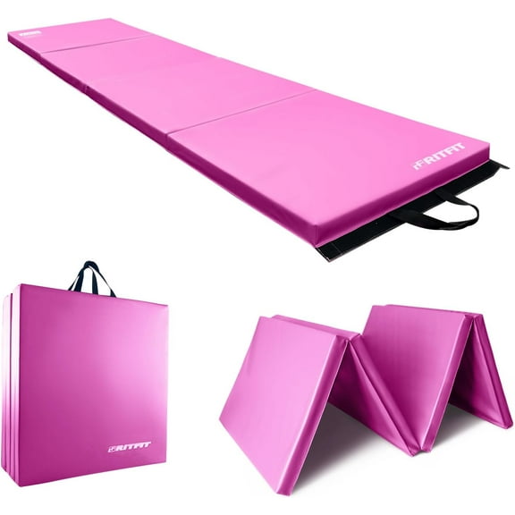 RitFit Upgraded Folding Exercise Mat, 2 Inch Thick Gymnastics Mat 3’x6’,4’x8’,4x10’,2'x8' with Carrying Handles for Yoga, MMA, Stretching, Core Workouts and Home Gym Protective Flooring