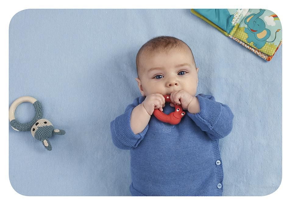Jouet de dentition MAM Friends qui aide à promouvoir le développement, fait de caoutchouc entièrement naturel  - Lucy l'escargot, 2 mois et plus, 1 unité, unisexe