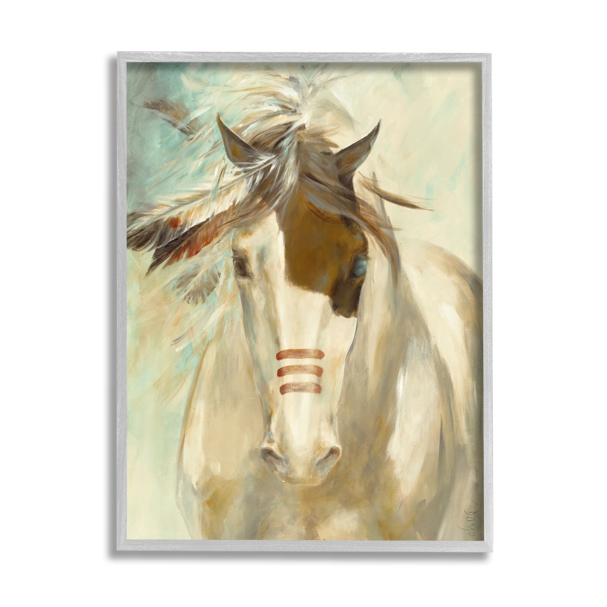 Stupell Industries Southwestern Horse Feathered Mane Soft Contemporary Portrait, 11 x 14, Design by Dina D'Argo